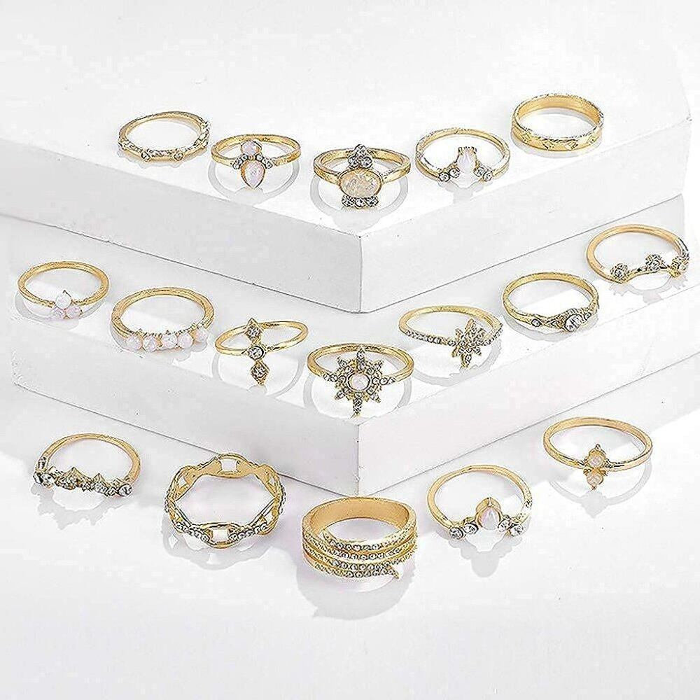 Gold Boho Ring Sets Stackable Knuckle Ring Vintag… - image 3